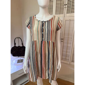 Women's Natural Life Striped Mini Dress M Multi-color